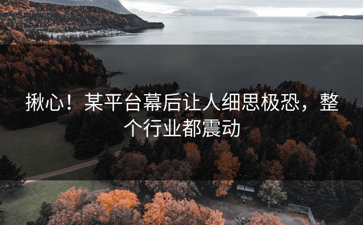揪心！某平台幕后让人细思极恐，整个行业都震动