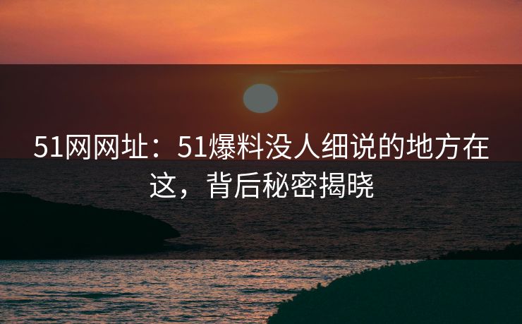 51网网址：51爆料没人细说的地方在这，背后秘密揭晓
